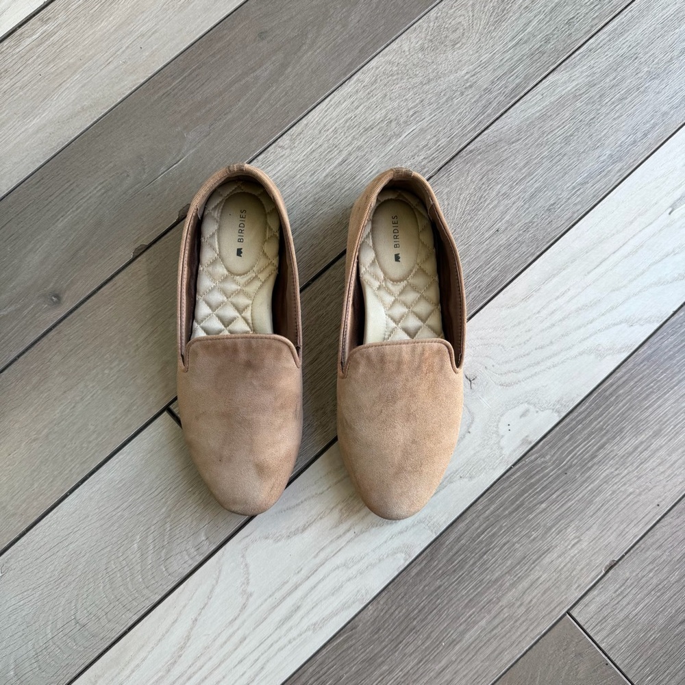 Birdies Tan Quilted Slip-Ons